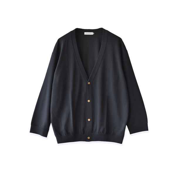 【日本製】カーディガン メンズ ビジネス 薄手 軽い なめらか 無地 すごラク ブラック(FL24FW-003-bk)